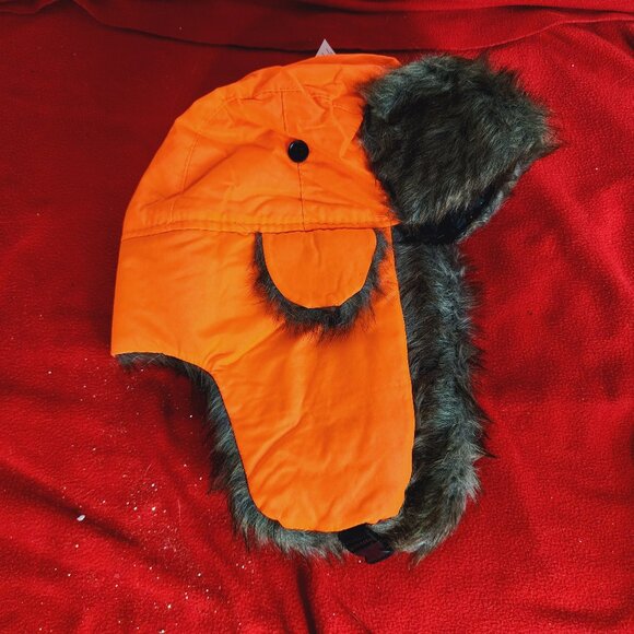 Kentucky Tactical Supply Rugged Outerwear Poly Hunter Orange Winter Faux Fur Hat - Picture 6 of 15